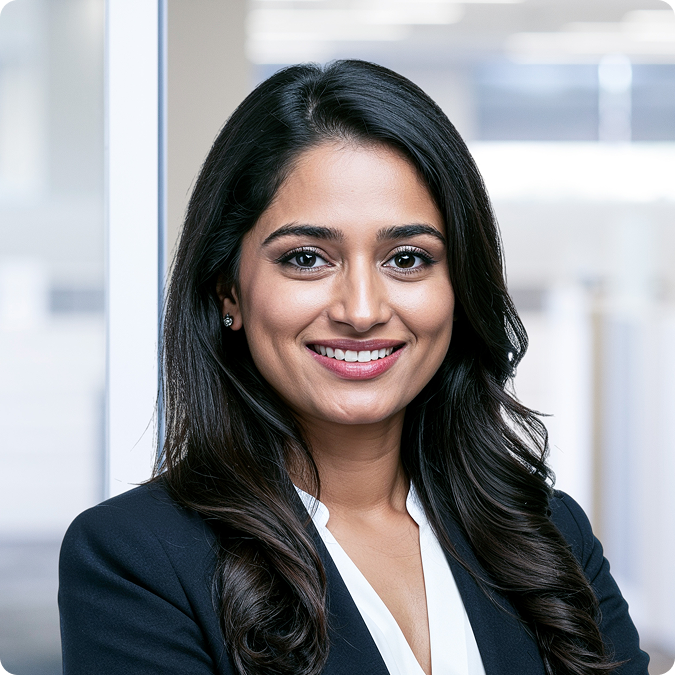 Lady smiles at camera for headshot